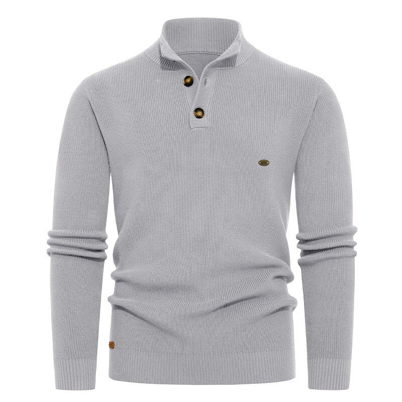 Herren Strickpullover mit Knopfdetails und modernem Stehkragen Aliams