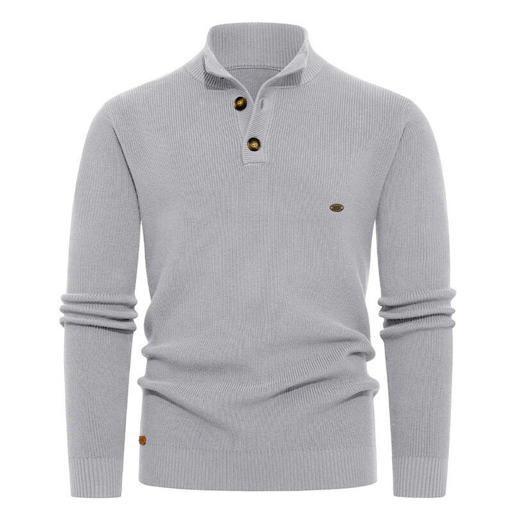 Herren Strickpullover mit Knopfdetails und modernem Stehkragen Aliams
