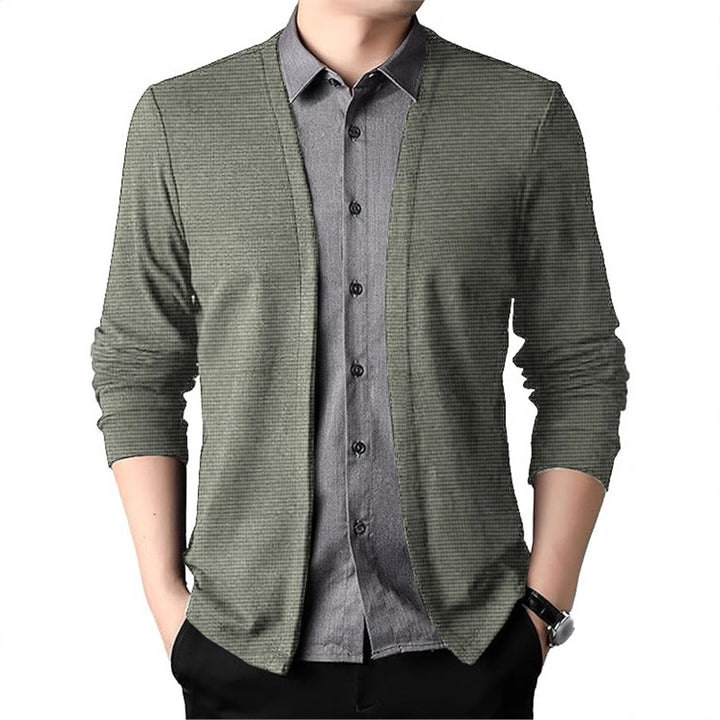 Herren strukturierter Cardigan mit offenen Kanten Aliams