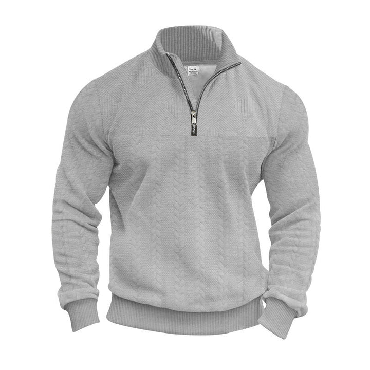 Herren strukturierter Pullover mit halbem Reißverschluss Aliams