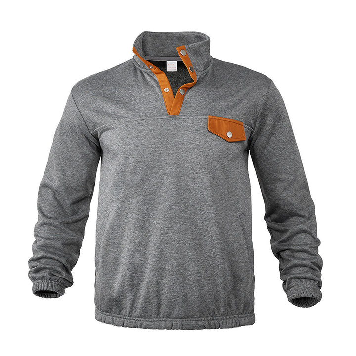 Herren Stehkragen Pullover mit Lederdetails Aliams