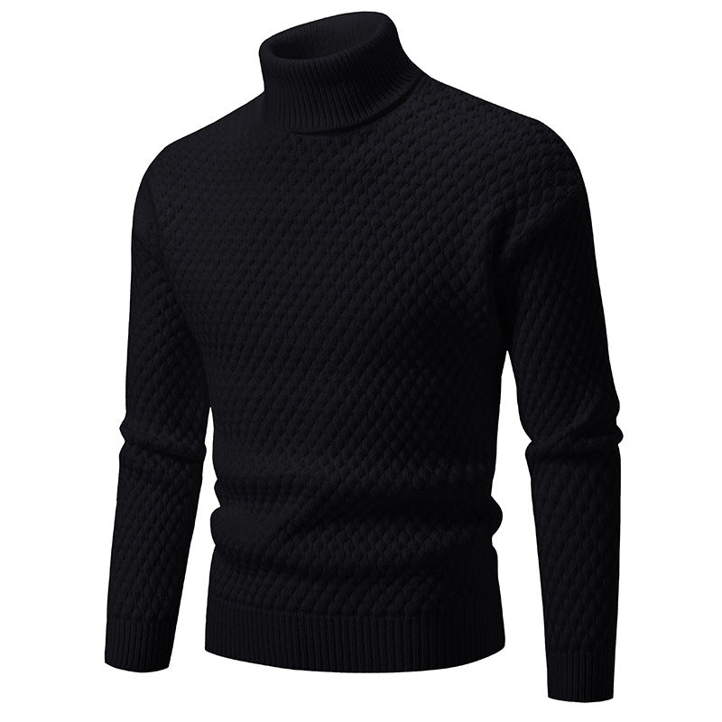 Herren Strickpullover mit hohem Kragen und strukturierter Oberfläche Aliams