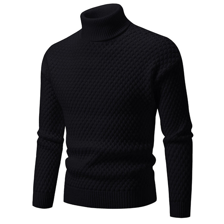 Herren Strickpullover mit hohem Kragen und strukturierter Oberfläche Aliams