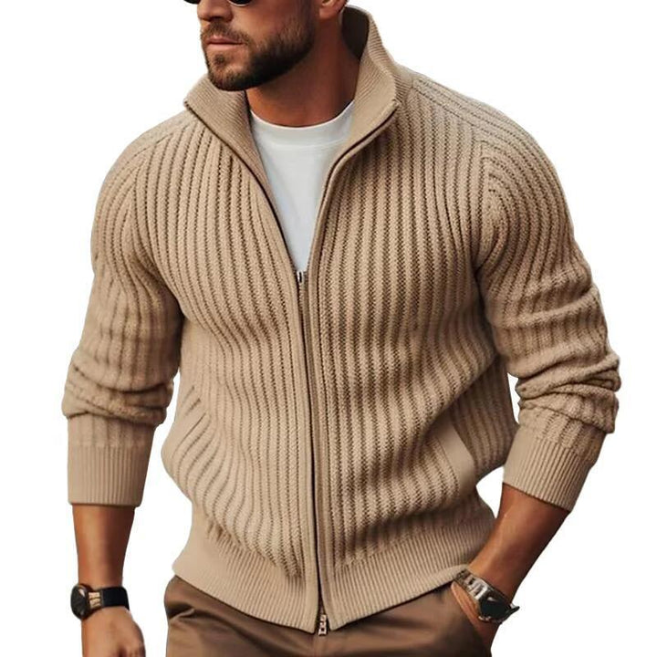Herren Strickjacke mit modernen Rippdetails und durchgehendem Reißverschluss Aliams