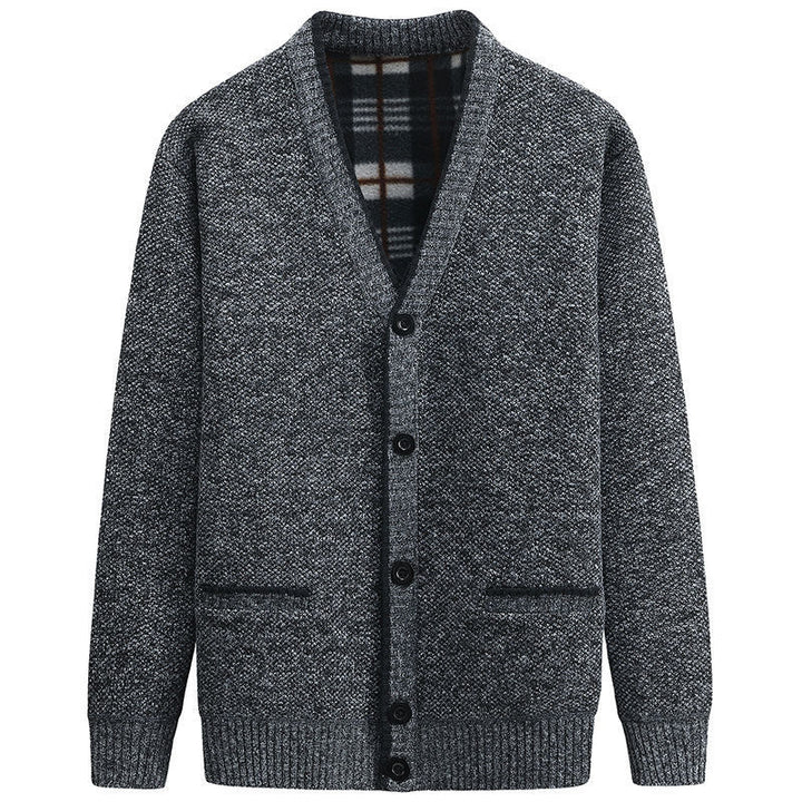 Herren Strickjacke mit V-Ausschnitt und hochwertigen Details Aliams