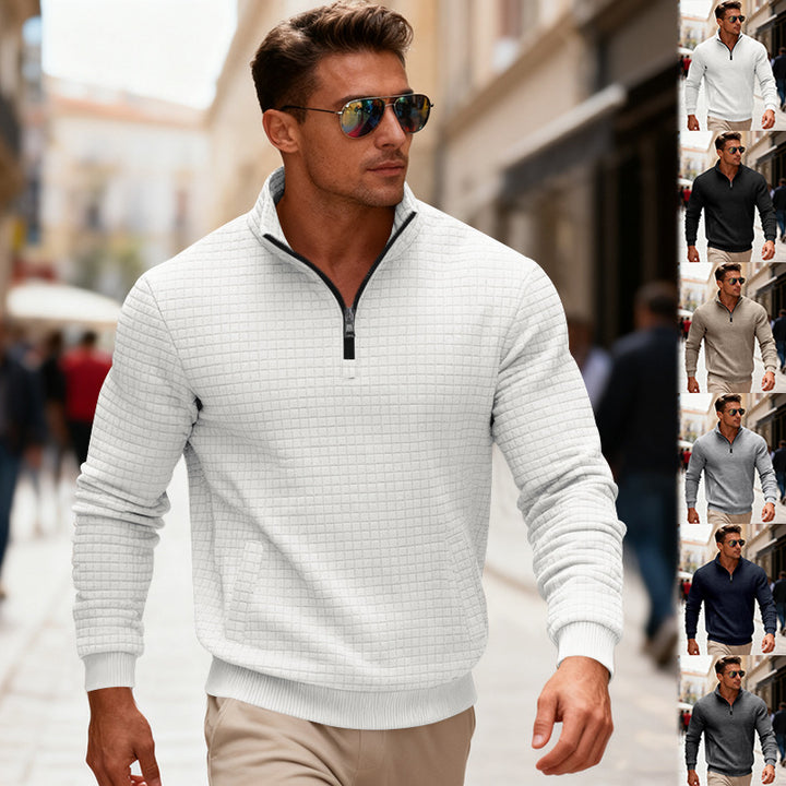 Herren Sportlicher Stehkragenpullover mit Reißverschluss Aliams