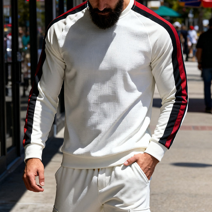 Herren sportlicher Sweatshirt mit Raglanärmeln und dekorativen Streifen Aliams