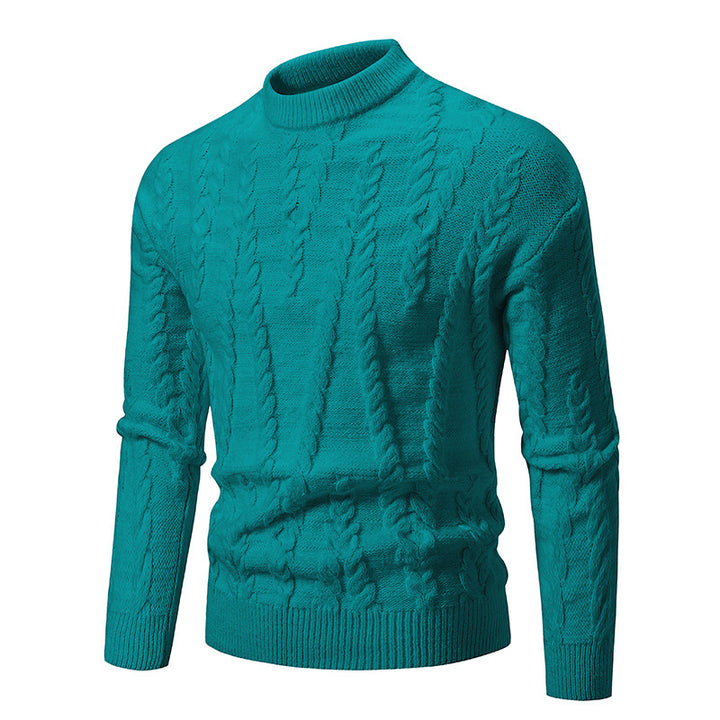 Herren Strickpullover mit klassischem Zopfdesign und hohem Kragen Aliams