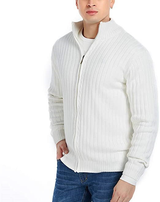 Herren Strickjacke mit modernen Zipper-Details und feinem Rippmuster Aliams