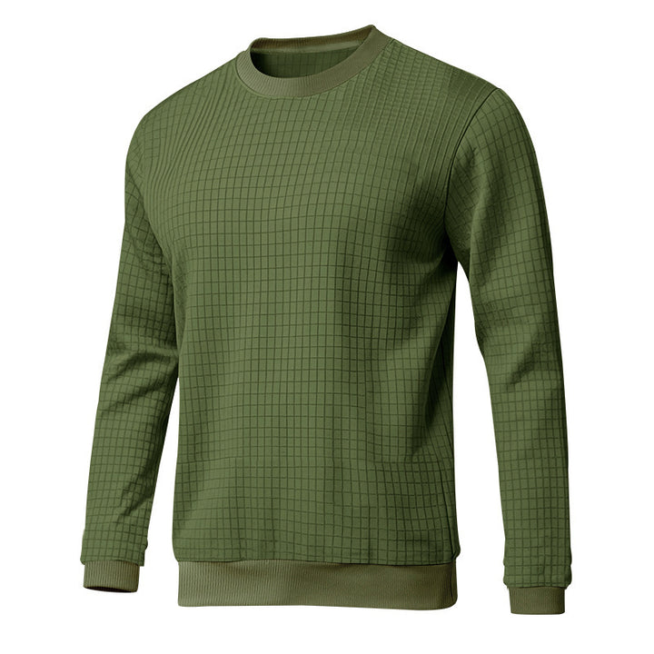 Herren stylischer Rundhals-Pullover mit modernem quadratischem Muster Aliams