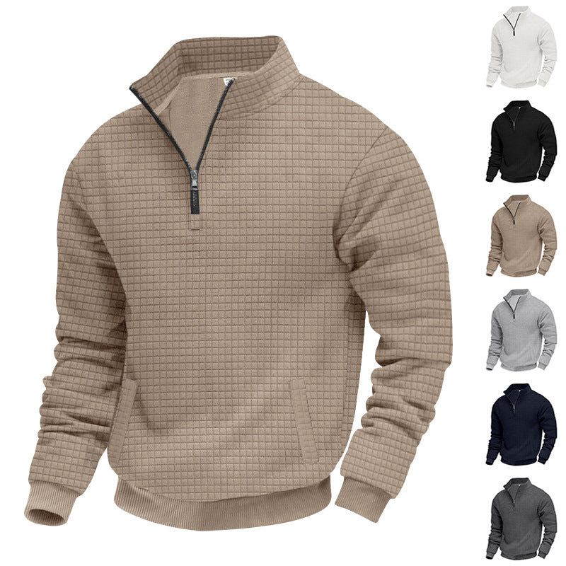 Herren sportlicher Pullover mit halbem Reißverschluss und praktischem Taschendesign Aliams