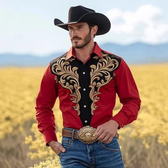 Herren Westernhemd mit kunstvoller Stickerei Aliams