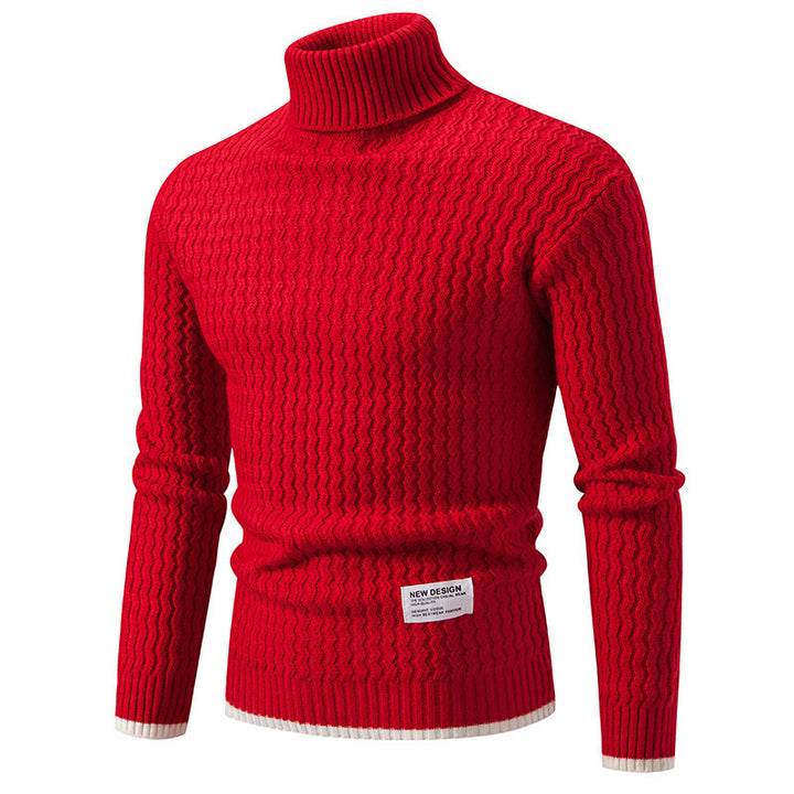 Herren Strickpullover mit hohem Kragen und strukturiertem Zopfmuster Aliams