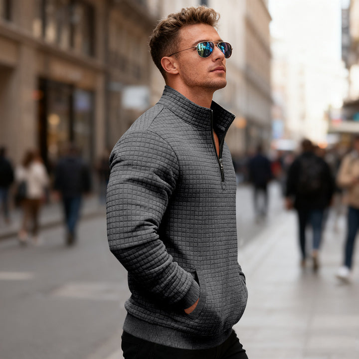 Herren Sportlicher Stehkragenpullover mit Reißverschluss Aliams