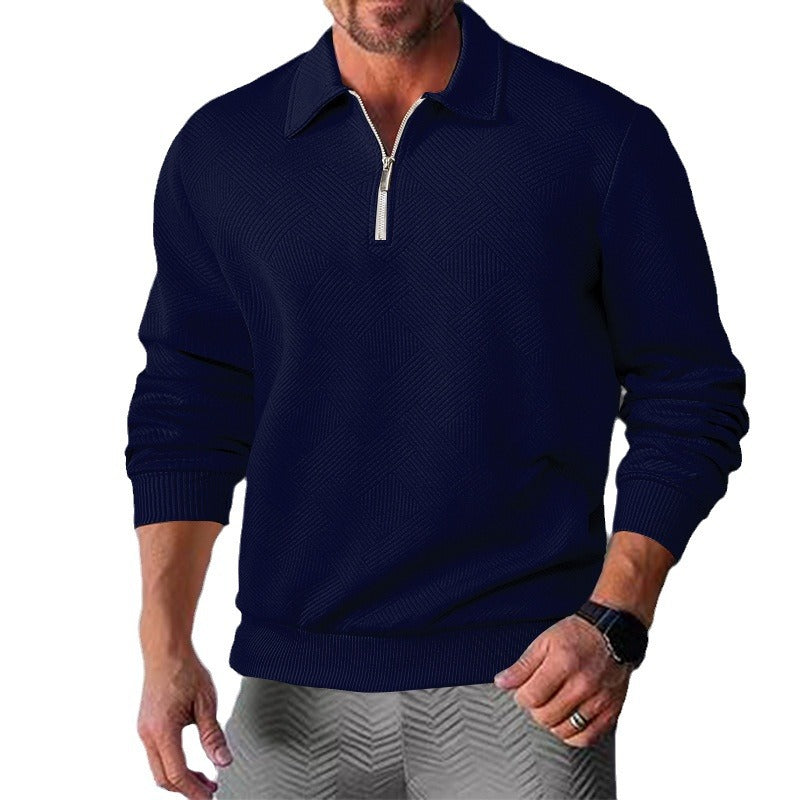 Herren Strickpullover mit kurzer Reißverschlussfront und strukturiertem Design Aliams