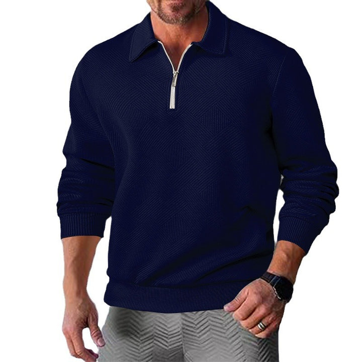 Herren Strickpullover mit kurzer Reißverschlussfront und strukturiertem Design Aliams