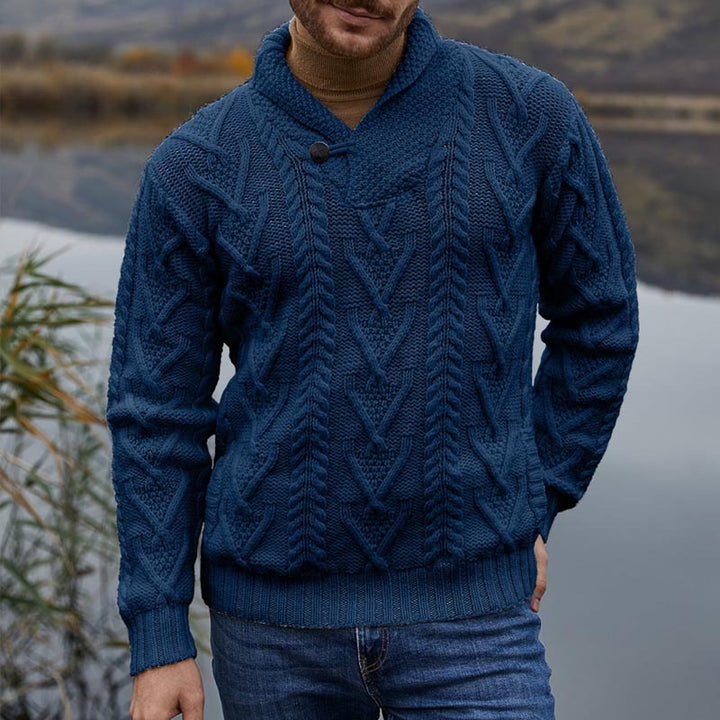 Herren Strickpullover mit klassischem Kragen und strukturiertem Muster Aliams