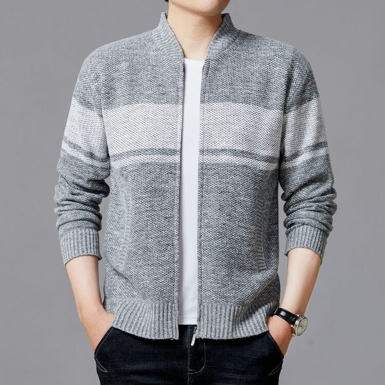 Herren Strickjacke mit modernem Zipper und strukturiertem Design Aliams