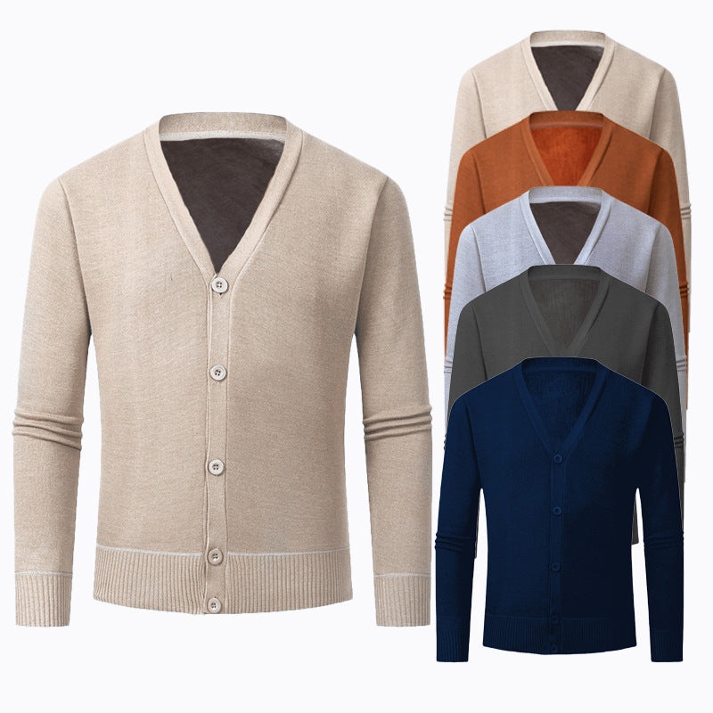 Herren Strickjacke mit V-Ausschnitt und knopflosem Design Aliams