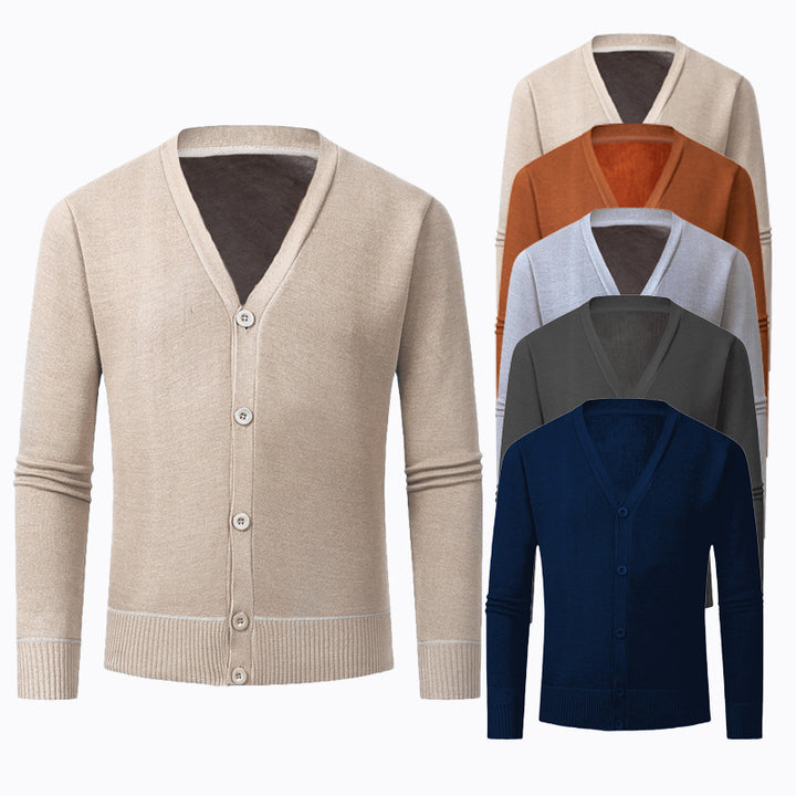 Herren Strickjacke mit V-Ausschnitt und knopflosem Design Aliams