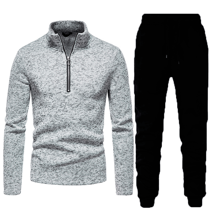 Herren Sportliches Fleece-Trainingsset mit hohem Stehkragen und praktischen Taschen Aliams