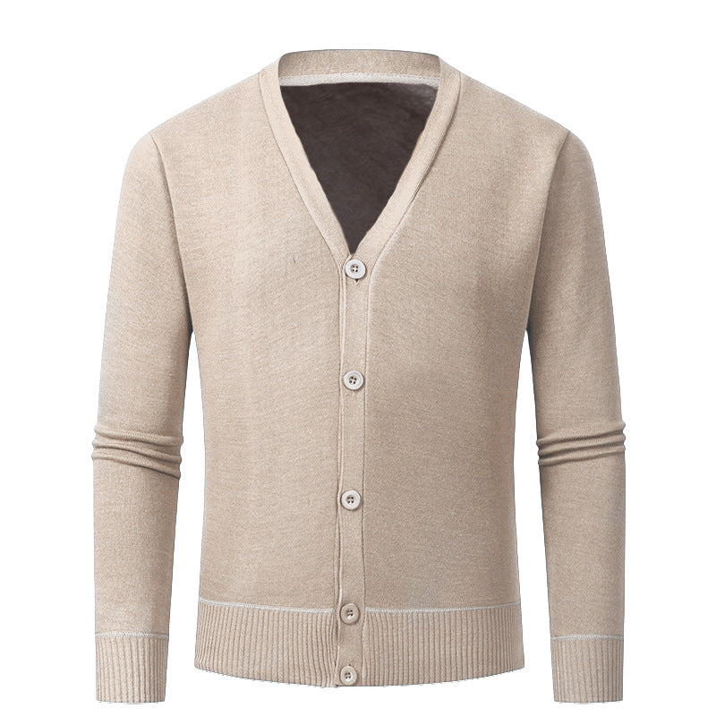 Herren Strickjacke mit V-Ausschnitt und knopflosem Design Aliams