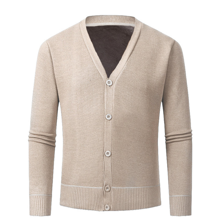 Herren Strickjacke mit V-Ausschnitt und knopflosem Design Aliams