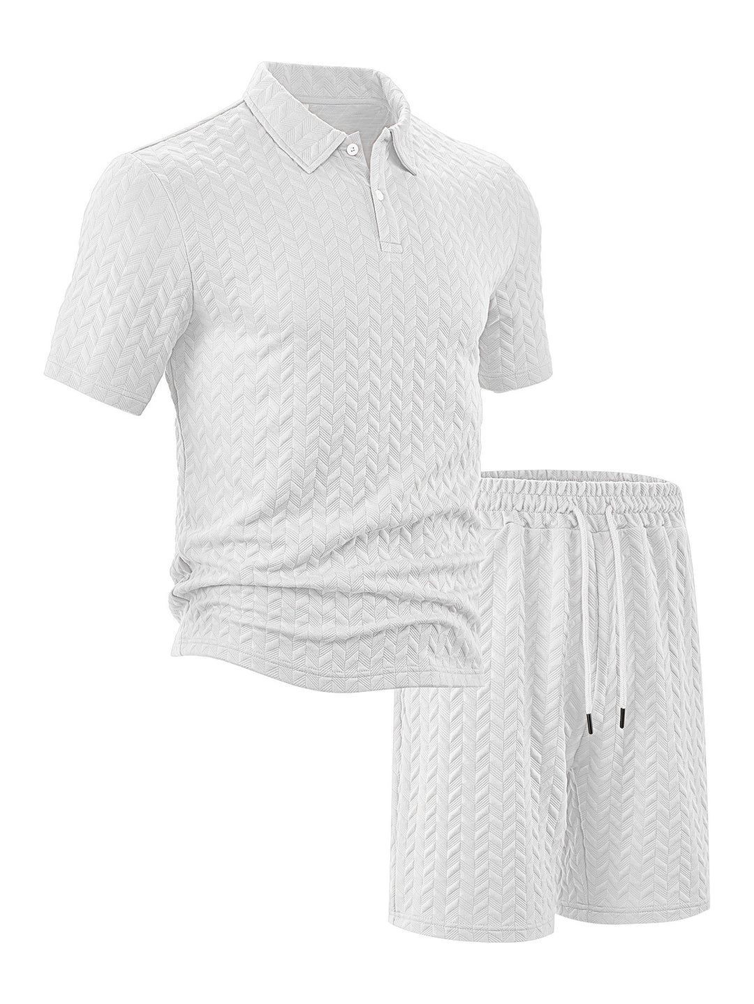 Herren sportliches Kurzarm-Polo und Shorts Set mit strukturiertem Design Aliams