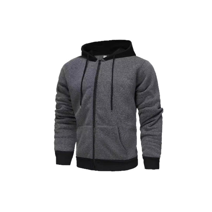 Herren Zip-Hoodie mit Kontrastfarbe und Kängurutasche Aliams