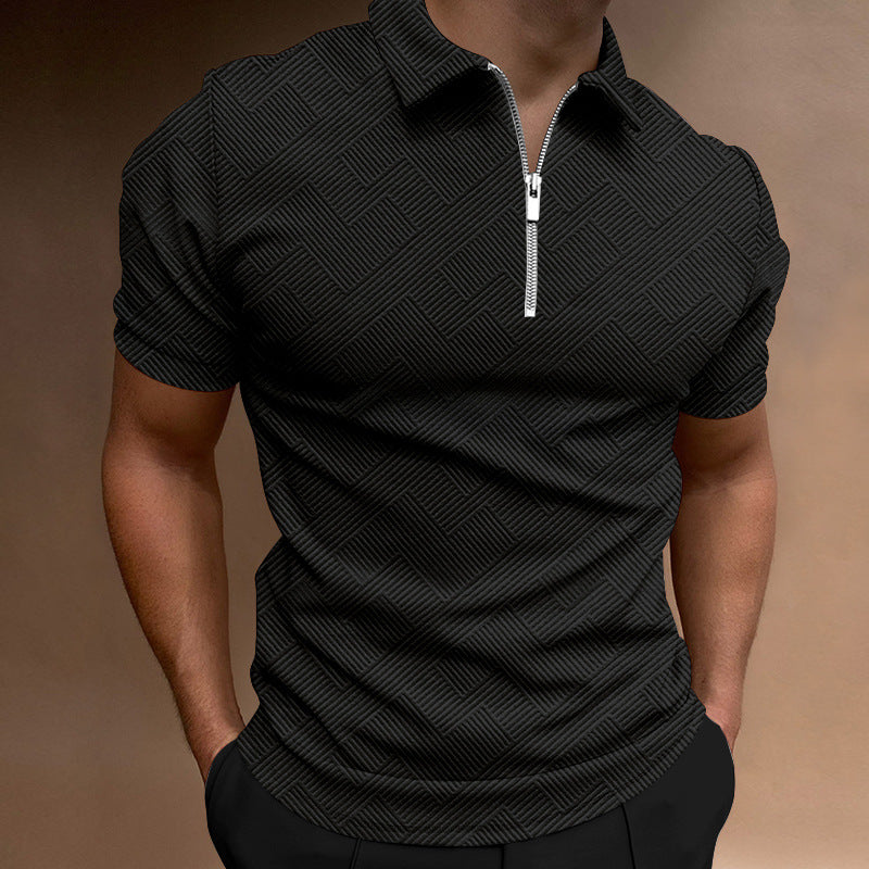 Herren strukturiertes Kurzarm-Zip-Polo Aliams