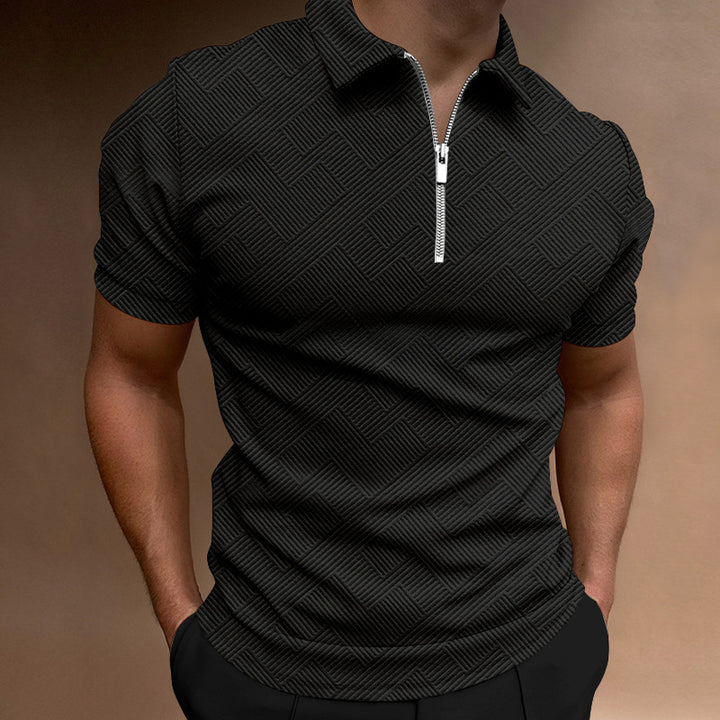 Herren strukturiertes Kurzarm-Zip-Polo Aliams