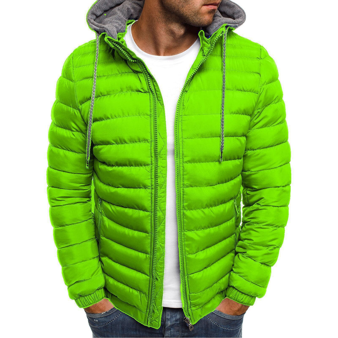 Herren gesteppte Winterjacke mit abnehmbarer Kapuze Aliams