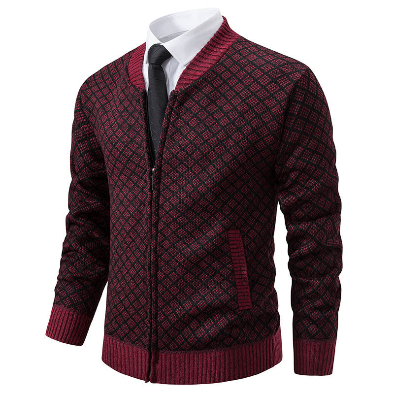 Herren Strickjacke mit modernem Zippverschluss und strukturiertem Design Aliams