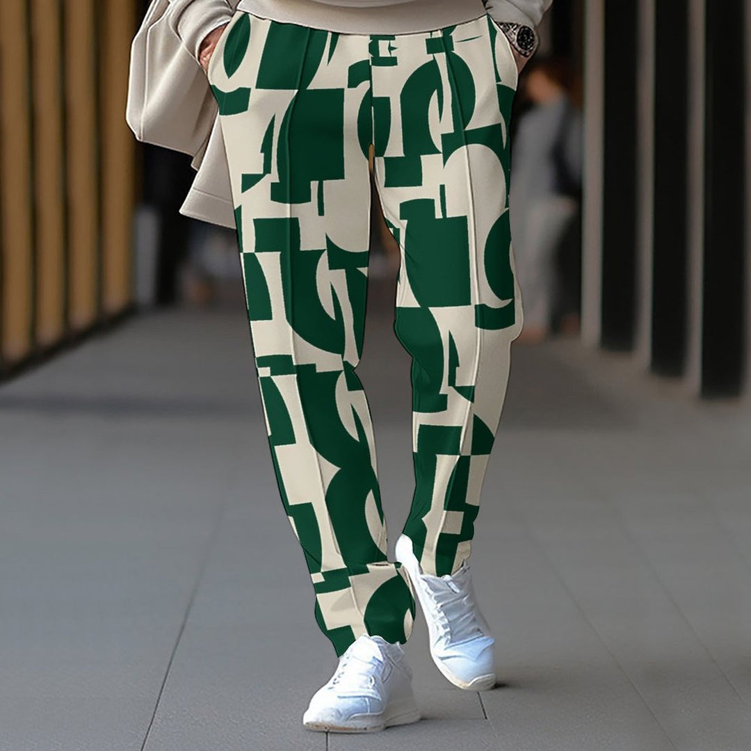 Herren Trendige Chino-Hose mit grafischem Muster und seitlichen Taschen Aliams