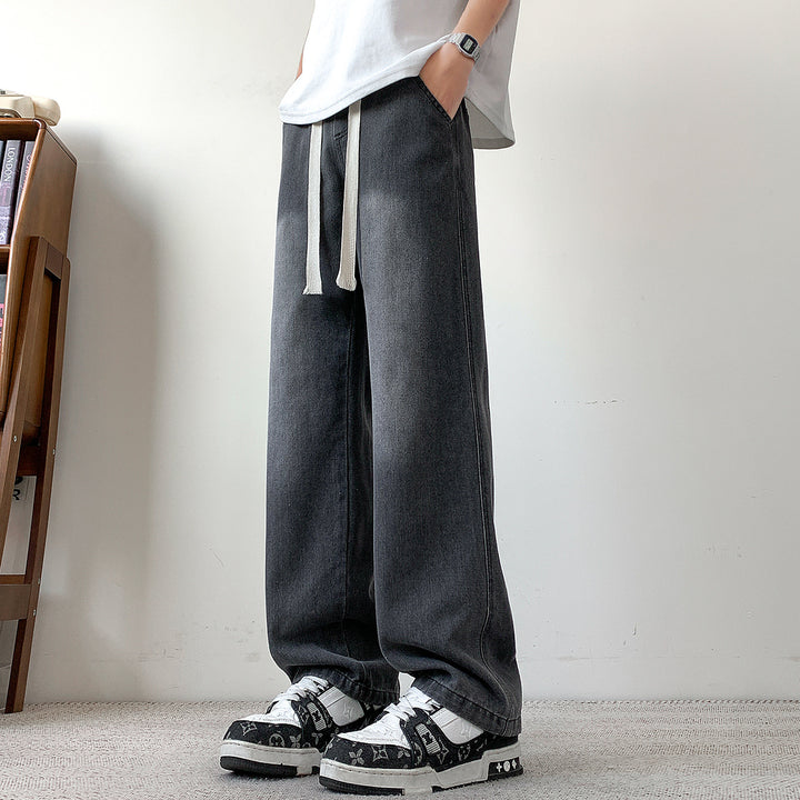 Herren weit geschnittene Denim-Hose mit verstellbarem Bund Aliams