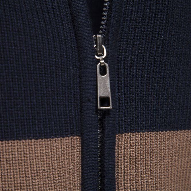 Herren Strickjacke mit modischem Farbblockdesign und hochwertigem Reißverschluss Aliams