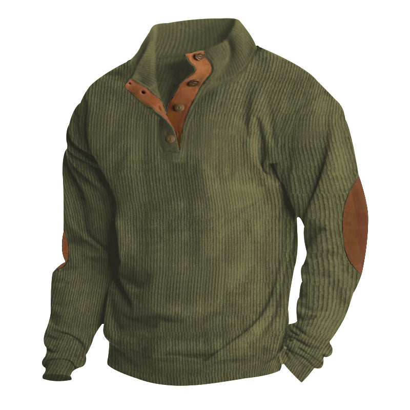 Herren Strukturierter Pullover mit modischen Lederapplikationen Aliams