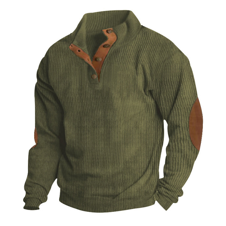 Herren Strukturierter Pullover mit modischen Lederapplikationen Aliams