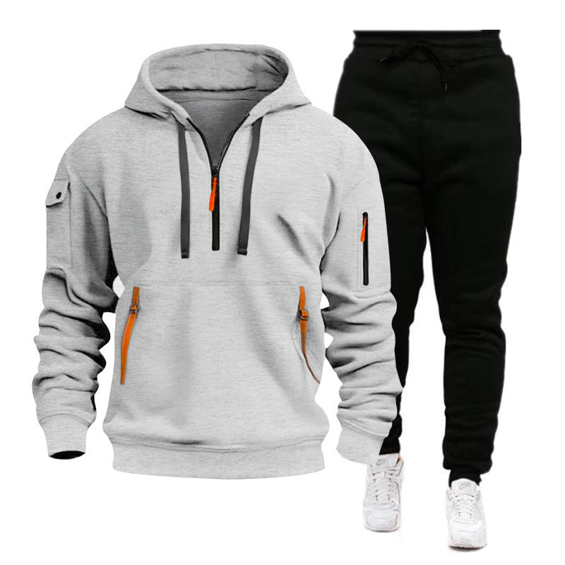 Herren sportliches Fleece-Set mit modischem Reißverschluss und praktischen Taschen Aliams