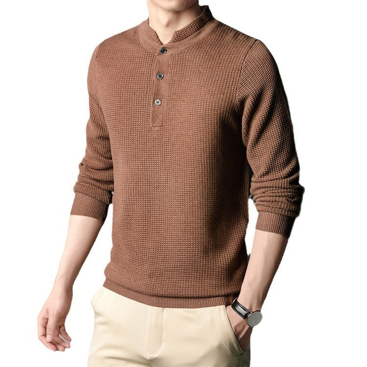 Herren Strukturierter Langarm-Pullover mit Knopfleiste Aliams