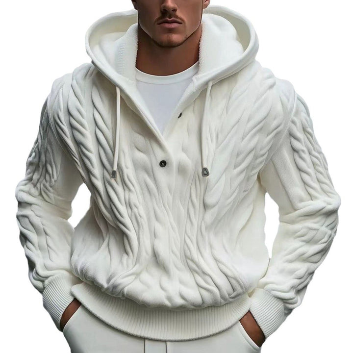 Herren Strickpullover mit Kapuze und strukturiertem Zopfmuster Aliams