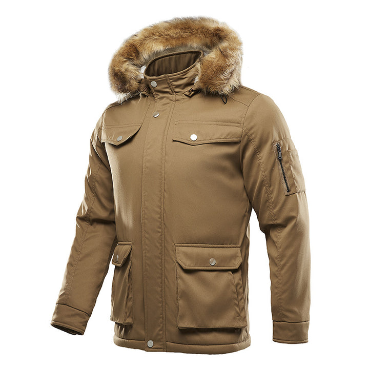 Herren isolierte Winterjacke mit abnehmbarer Kapuze und Futter Aliams