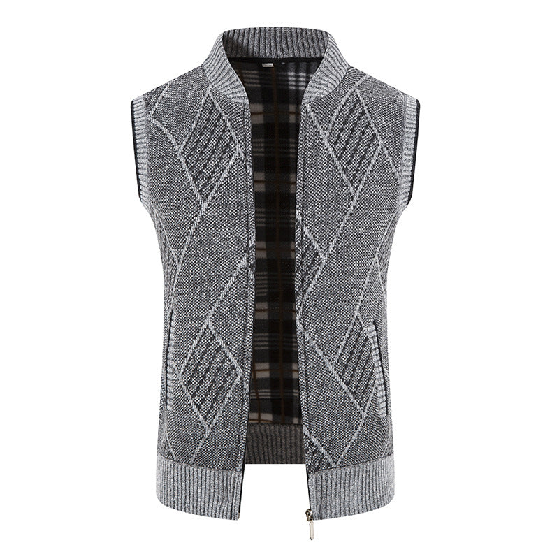 Herren Strickjacke ohne Ärmel mit modernem Zopfmuster Aliams