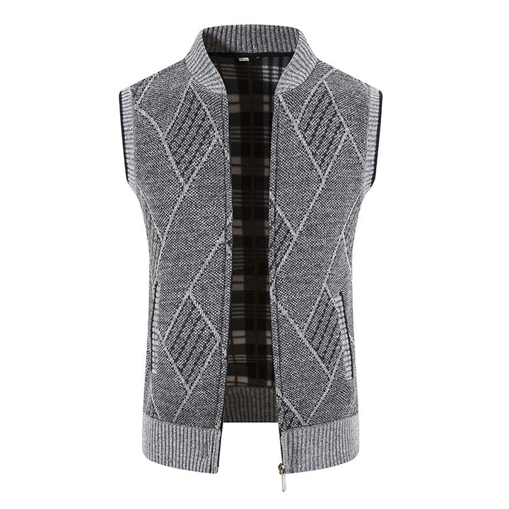 Herren Strickjacke ohne Ärmel mit modernem Zopfmuster Aliams
