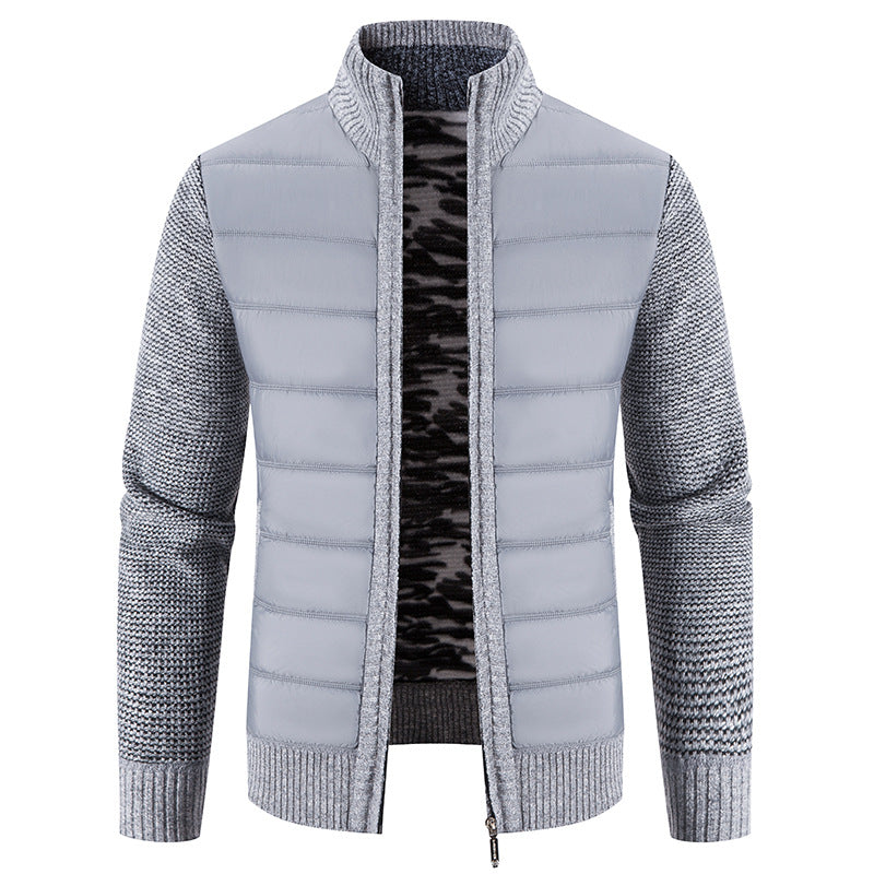 Herren Steppjacke mit hybridem Strickdesign und hohem Kragen Aliams