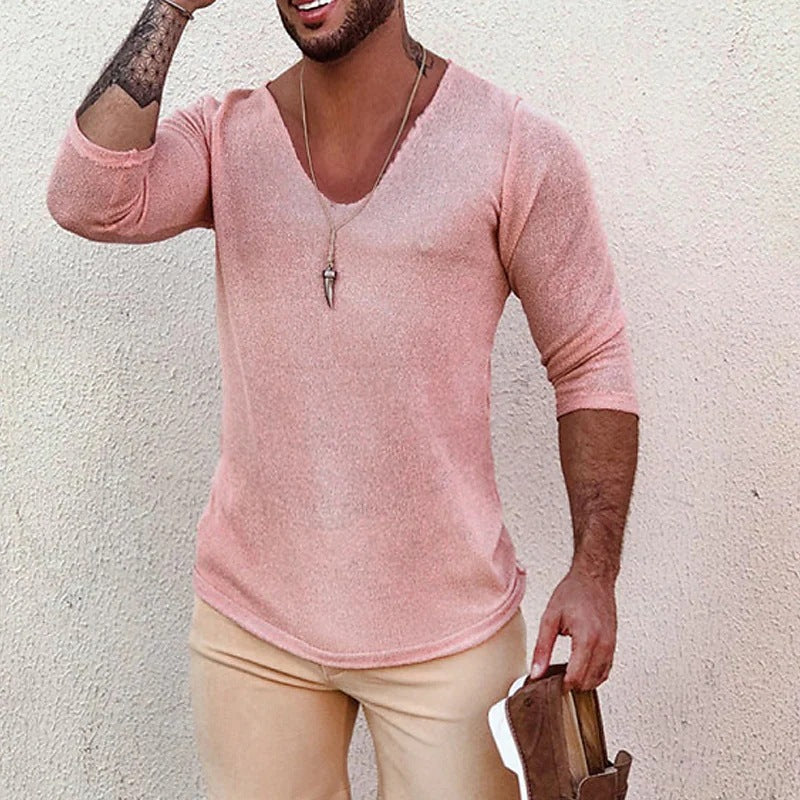 Herren V-Ausschnitt Shirt mit innovativem Strukturdesign Aliams