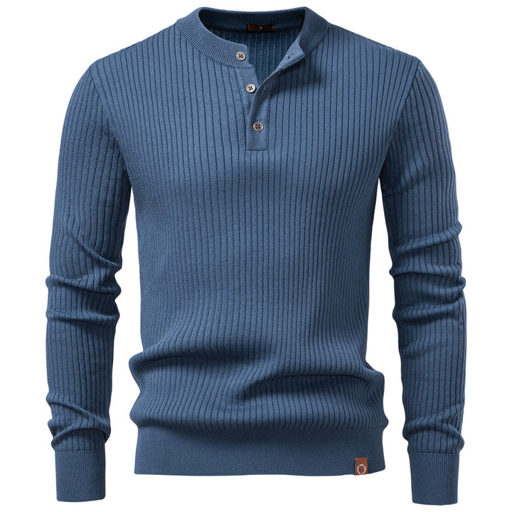 Herren Strickpullover mit feinem Rippenmuster und modischem Knopfdetail Aliams