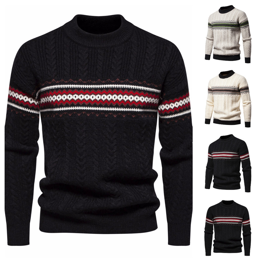 Herren Strickpullover mit innovativem Zopfmuster und stilvollen Akzenten Aliams