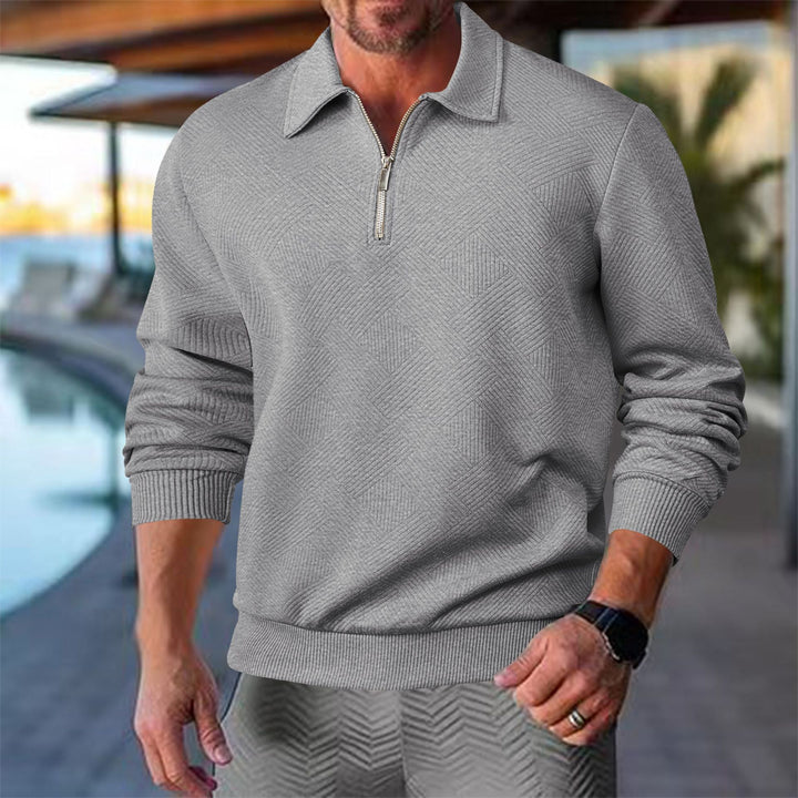Herren sportlicher Pullover mit modernem Reißverschluss und strukturiertem Design Aliams