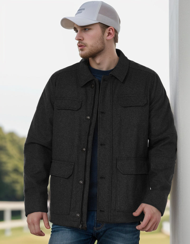Herren Wolljacke mit funktionalen Taschen und modernem Schnitt Aliams
